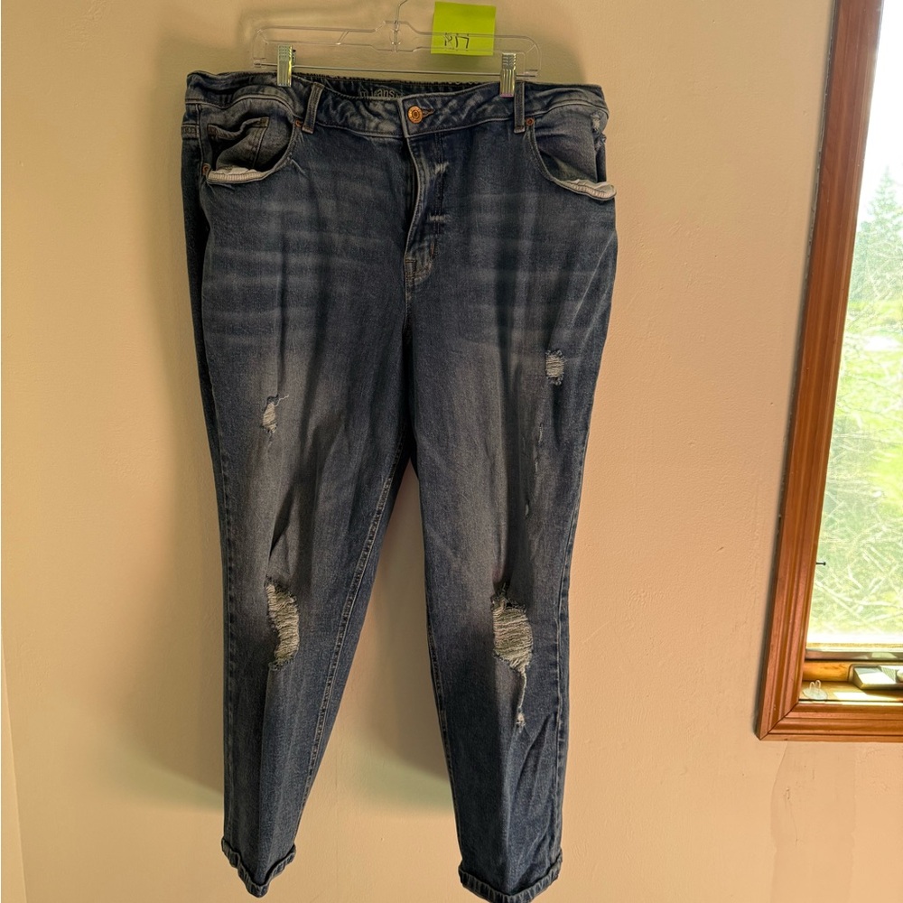 Maurices Dark Blue Distressed Boyfriend Jeans